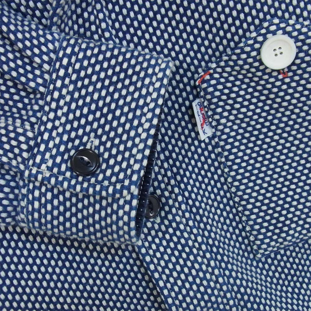 ブルートリック インディゴ 刺し子 長袖 ワークシャツ ネイビー系 2【極上美品】【中古】