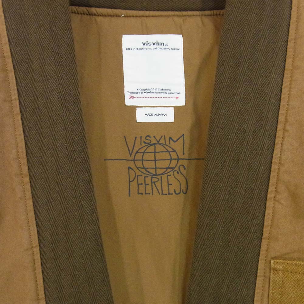 VISVIM ビズビム 20AW 0120205013016 SANJURO KIMONO JKT サンジュウロウ ノーカラー ジャケット ライトブラウン系 1【極上美品】【中古】