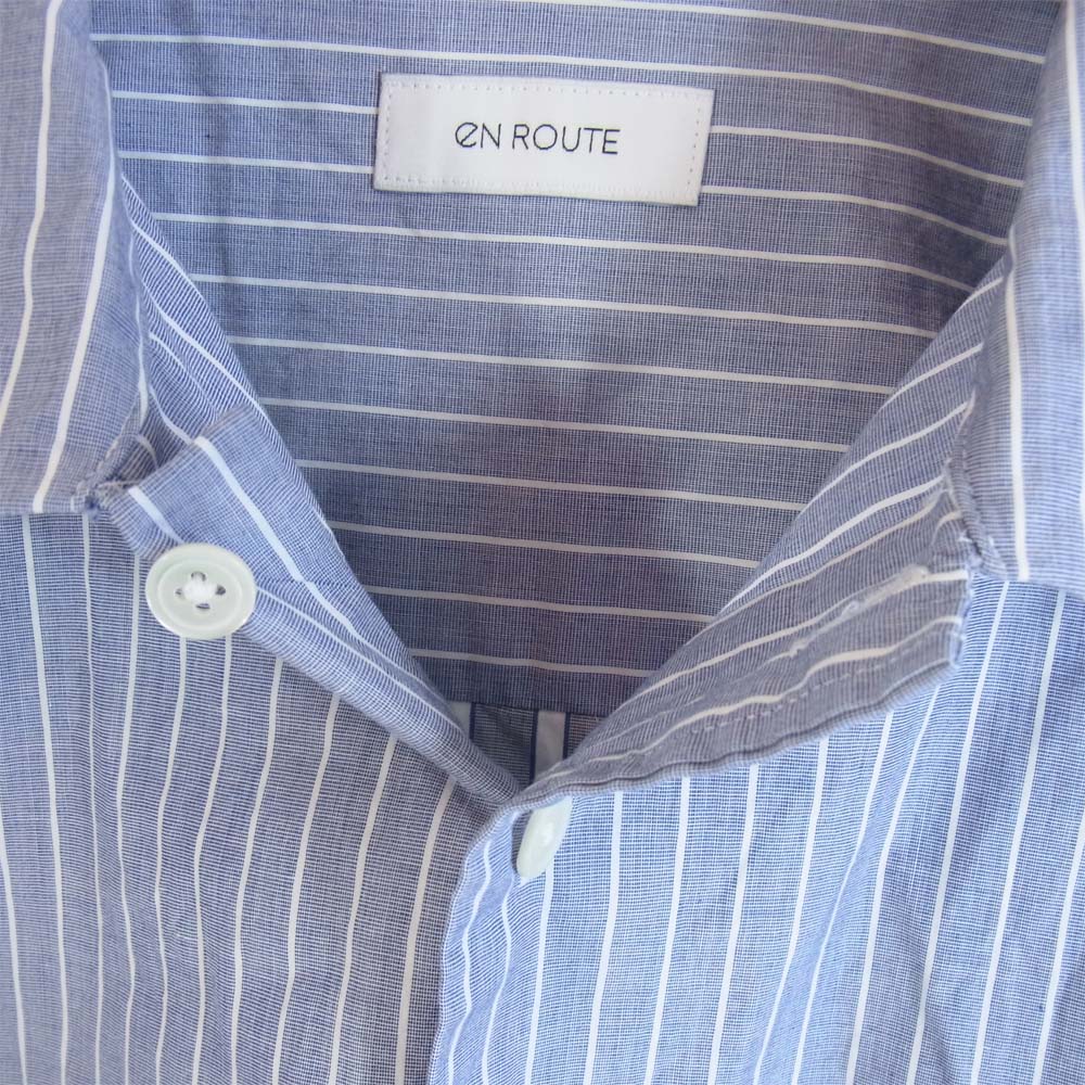 アンルート 切替 ストライプ シャツ ブルー系 2【中古】
