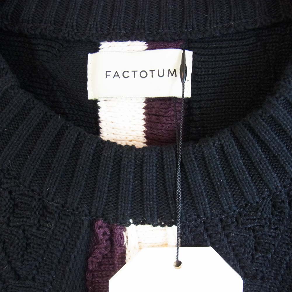 FACTOTUM ファクトタム ストライプ ジャガード ニット ベスト マルチカラー系 48【新古品】【未使用】【中古】