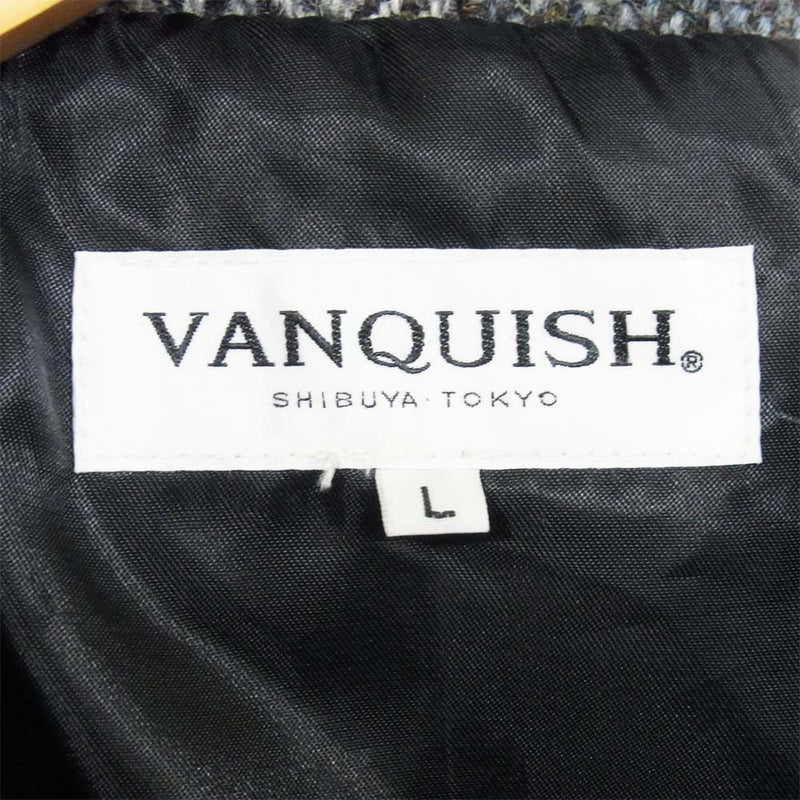VANQUISH ヴァンキッシュ ツィード パッチワーク モッズ コート グレー系 L【極上美品】【中古】