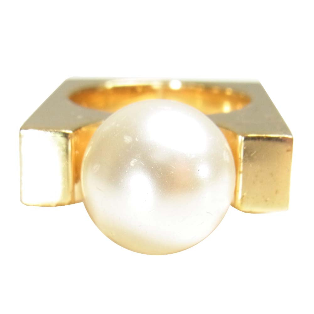 Chloe クロエ DARCEY パール スクエア リング ゴールド系【中古】