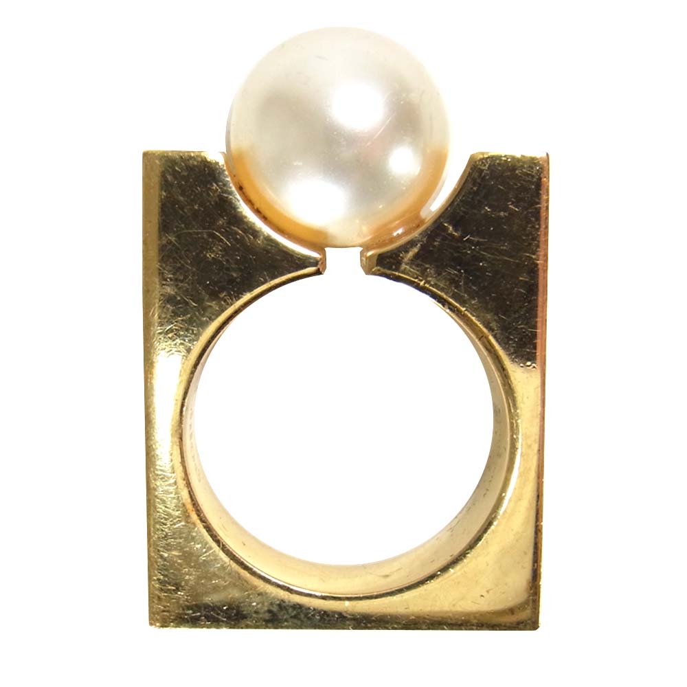 Chloe クロエ DARCEY パール スクエア リング ゴールド系【中古】