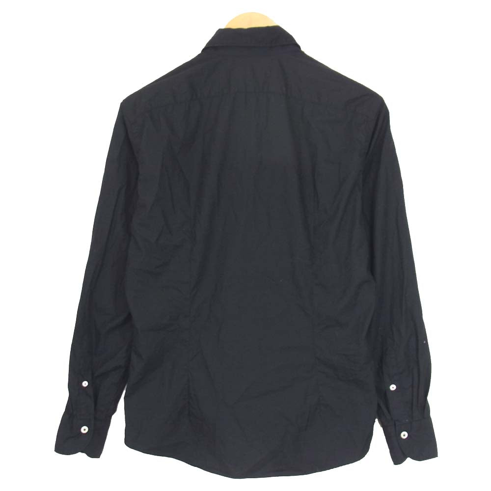 ジャンネット コットン 長袖 マチ付き シャツ ブラック系 39【中古】