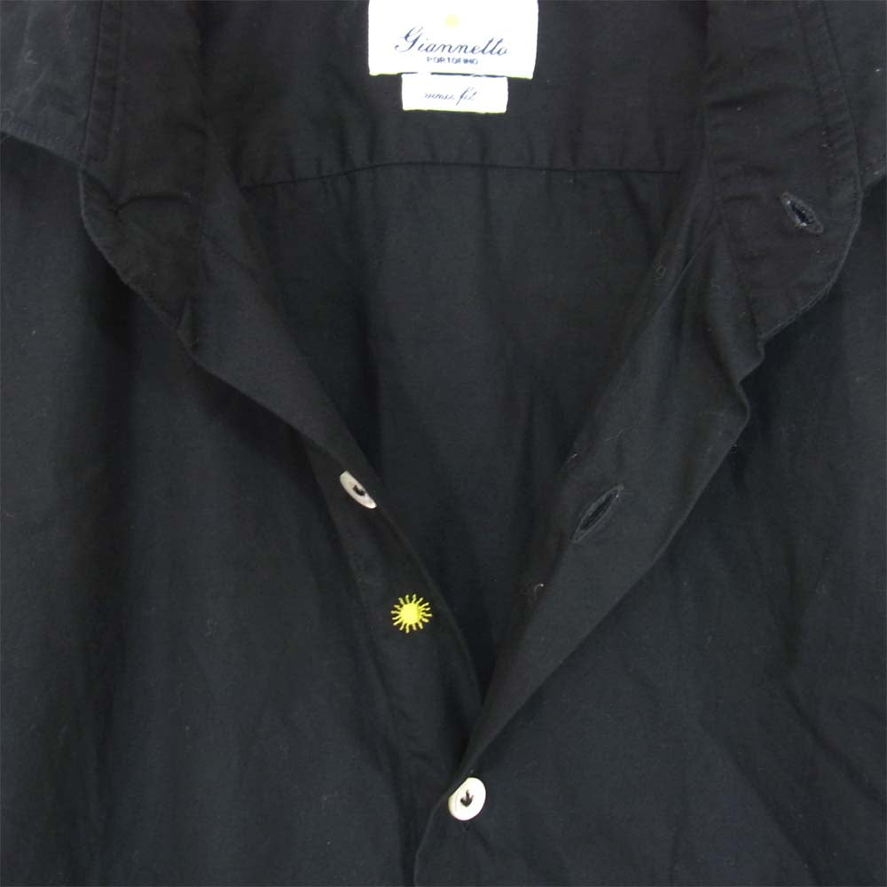 ジャンネット コットン 長袖 マチ付き シャツ ブラック系 39【中古】