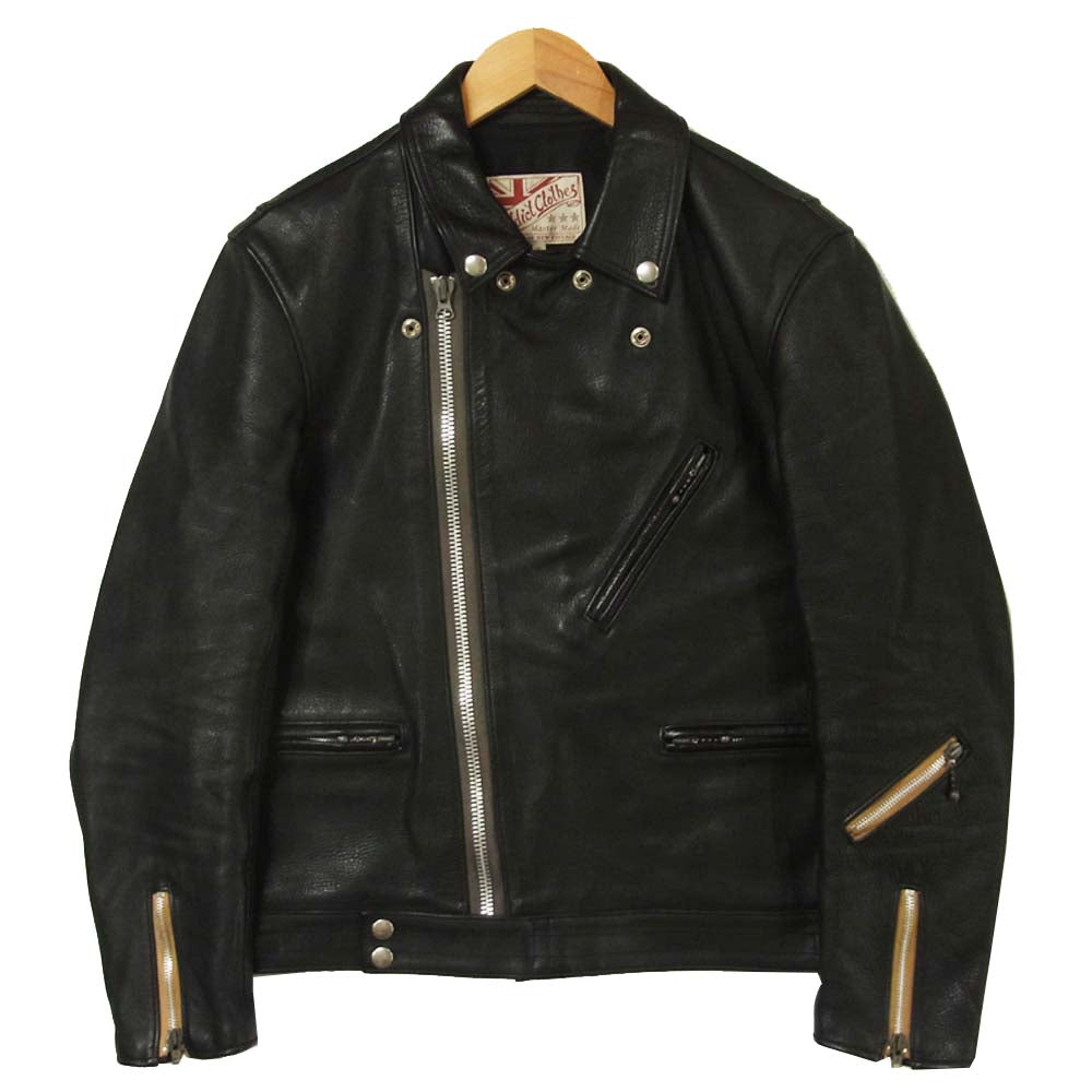 ADDICT CLOTHES アディクトクローズ AD-03 ダブルライダース ジャケット 牛革 日本製 ブラック系 40【中古】