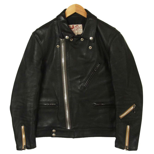 ADDICT CLOTHES アディクトクローズ AD-03 ダブルライダース ジャケット 牛革 日本製 ブラック系 40【中古】