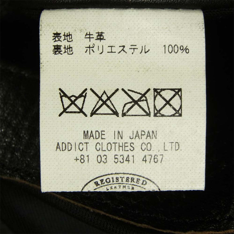 ADDICT CLOTHES アディクトクローズ AD-03 ダブルライダース ジャケット 牛革 日本製 ブラック系 40【中古】