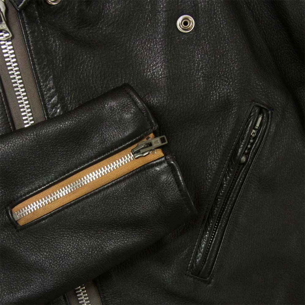 ADDICT CLOTHES アディクトクローズ AD-03 ダブルライダース ジャケット 牛革 日本製 ブラック系 40【中古】