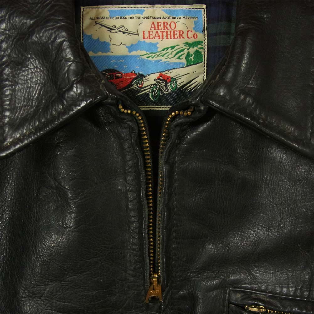 AERO LEATHER エアロレザー ステアハイド レザージャケット ブラック系 40【中古】