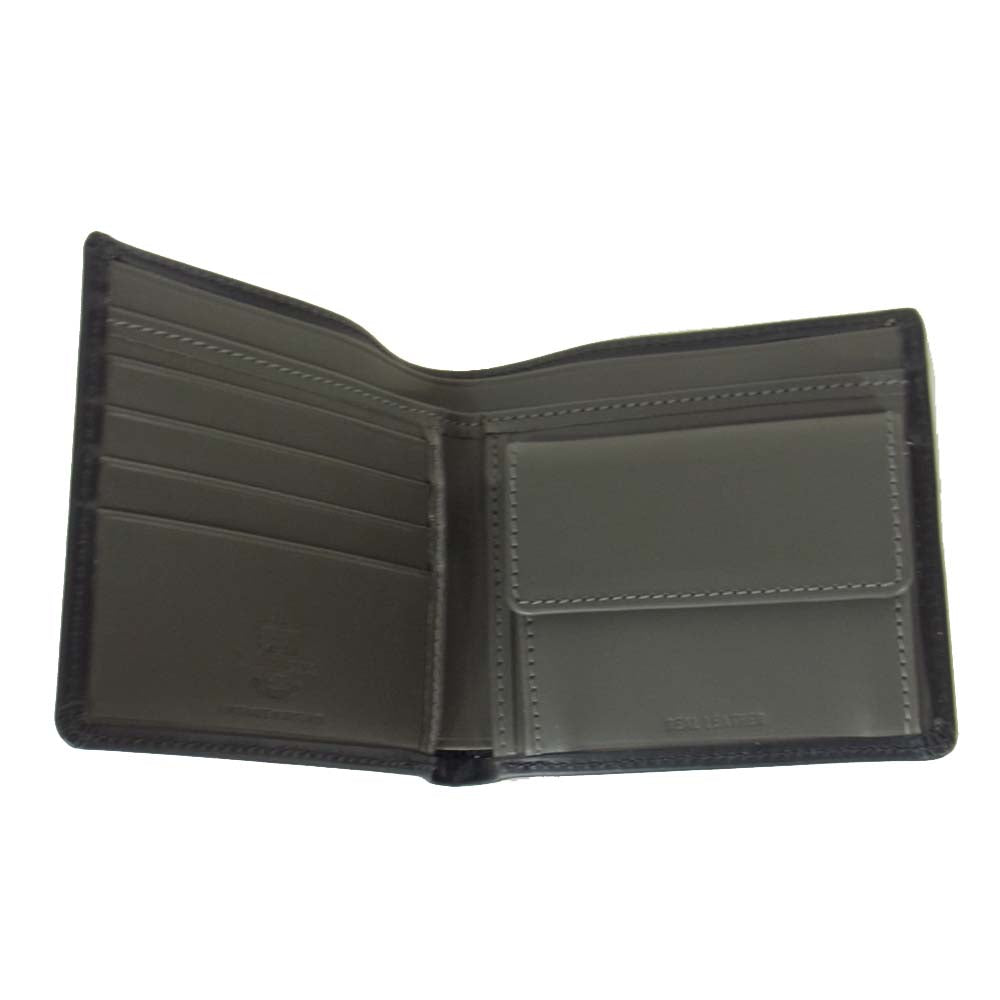 WHITE HOUSE COX ホワイトハウスコックス S7532 COIN WALLET コインケース付き 2つ折り ウォレット ブラック系【美品】【中古】