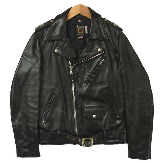 schott ショット 7416 ワンスター ホースバンド ダブル ライダース ジャケット アメリカ製 ブラック系 38【中古】