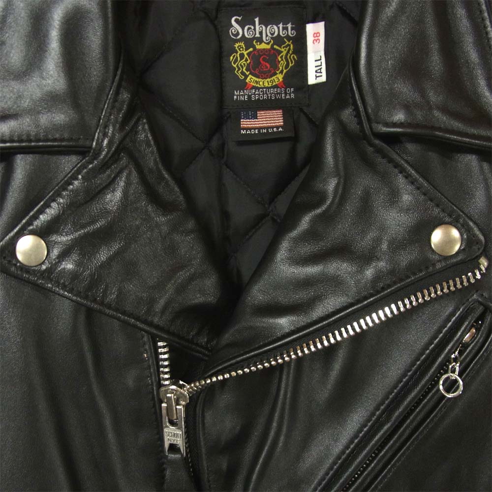 schott ショット 7416 ワンスター ホースバンド ダブル ライダース ジャケット アメリカ製 ブラック系 38【中古】