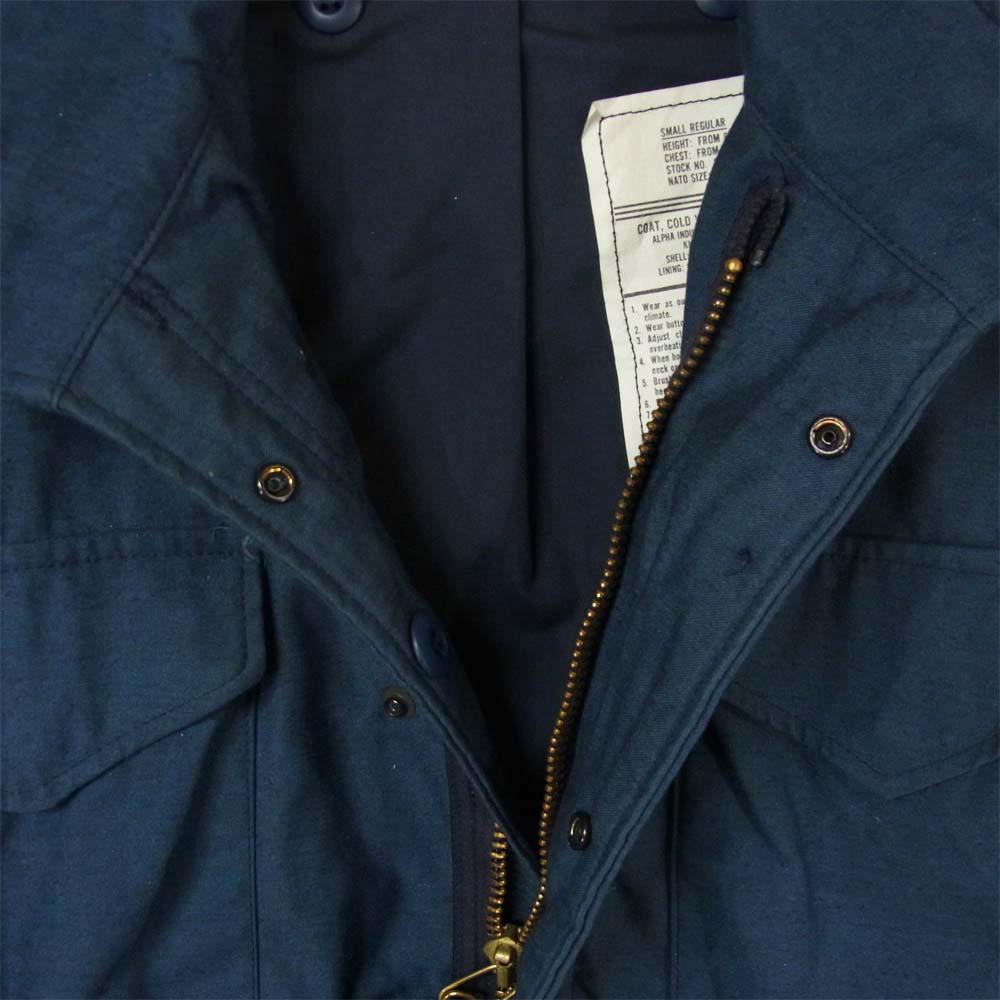 ALPHA アルファ USA製 M-65 ミリタリージャケット アメリカ製 ネイビー系 S【中古】