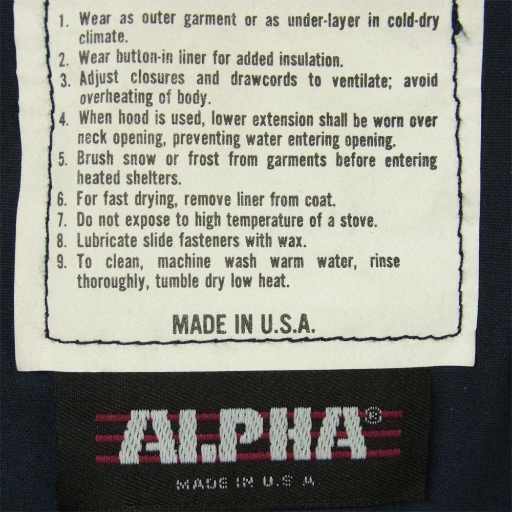 ALPHA アルファ USA製 M-65 ミリタリージャケット アメリカ製 ネイビー