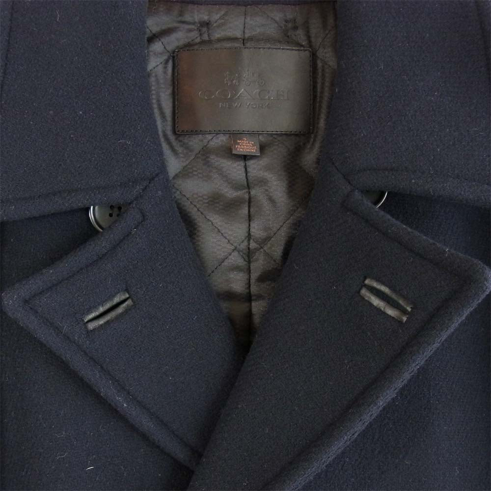 COACH コーチ ダブル ウール コート ブラック系 S【中古】