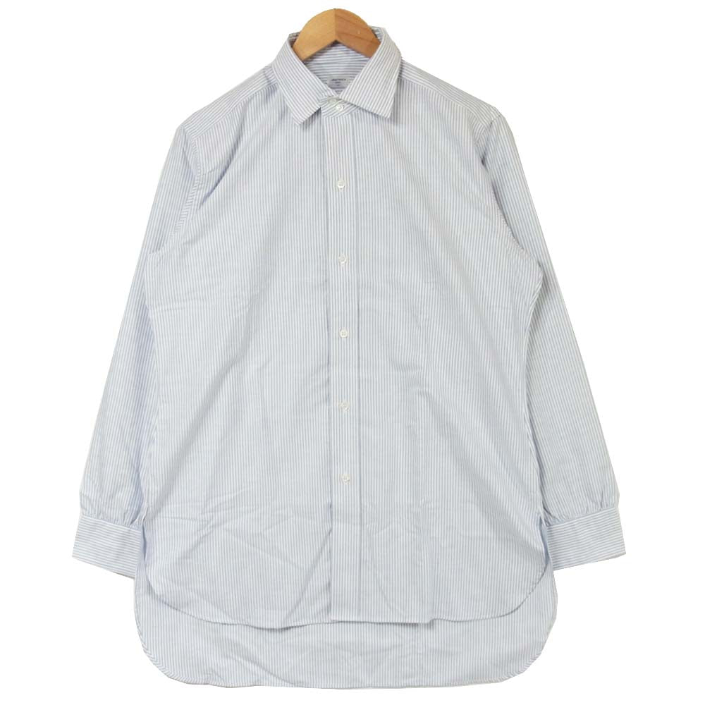 アナトミカ ストライプ 長袖 シャツ コットン EU製 ライトブルー系 ホワイト系 40【新古品】【未使用】【中古】
