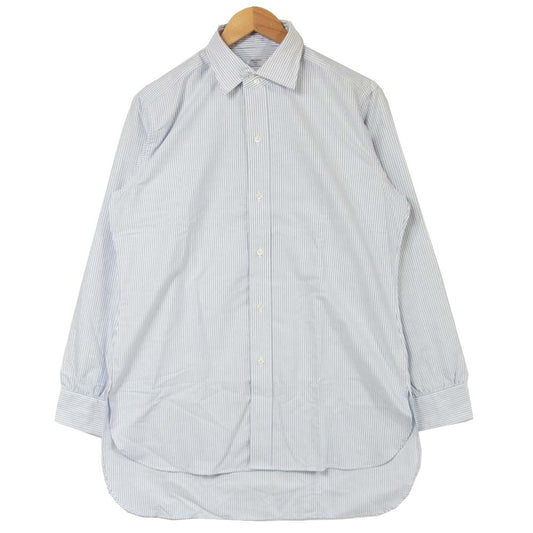 アナトミカ ストライプ 長袖 シャツ コットン EU製 ライトブルー系 ホワイト系 40【新古品】【未使用】【中古】