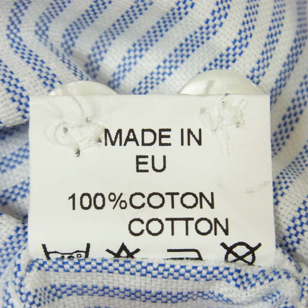 アナトミカ ストライプ 長袖 シャツ コットン EU製 ライトブルー系 ホワイト系 40【新古品】【未使用】【中古】