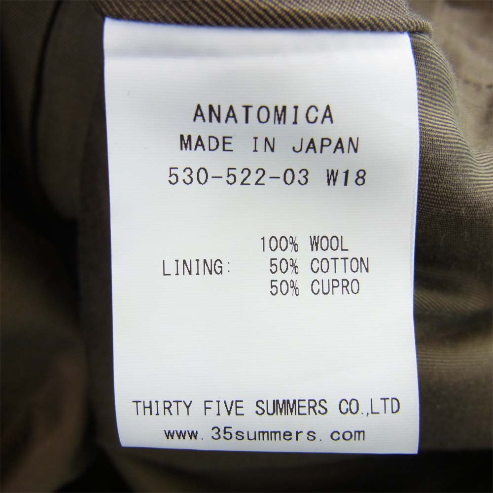 アナトミカ 530-182-21 別注 TRENCH COAT COVERT CLOTH 191 LOVAT カバート クロス トレンチコート カーキ系 52【新古品】【未使用】【中古】