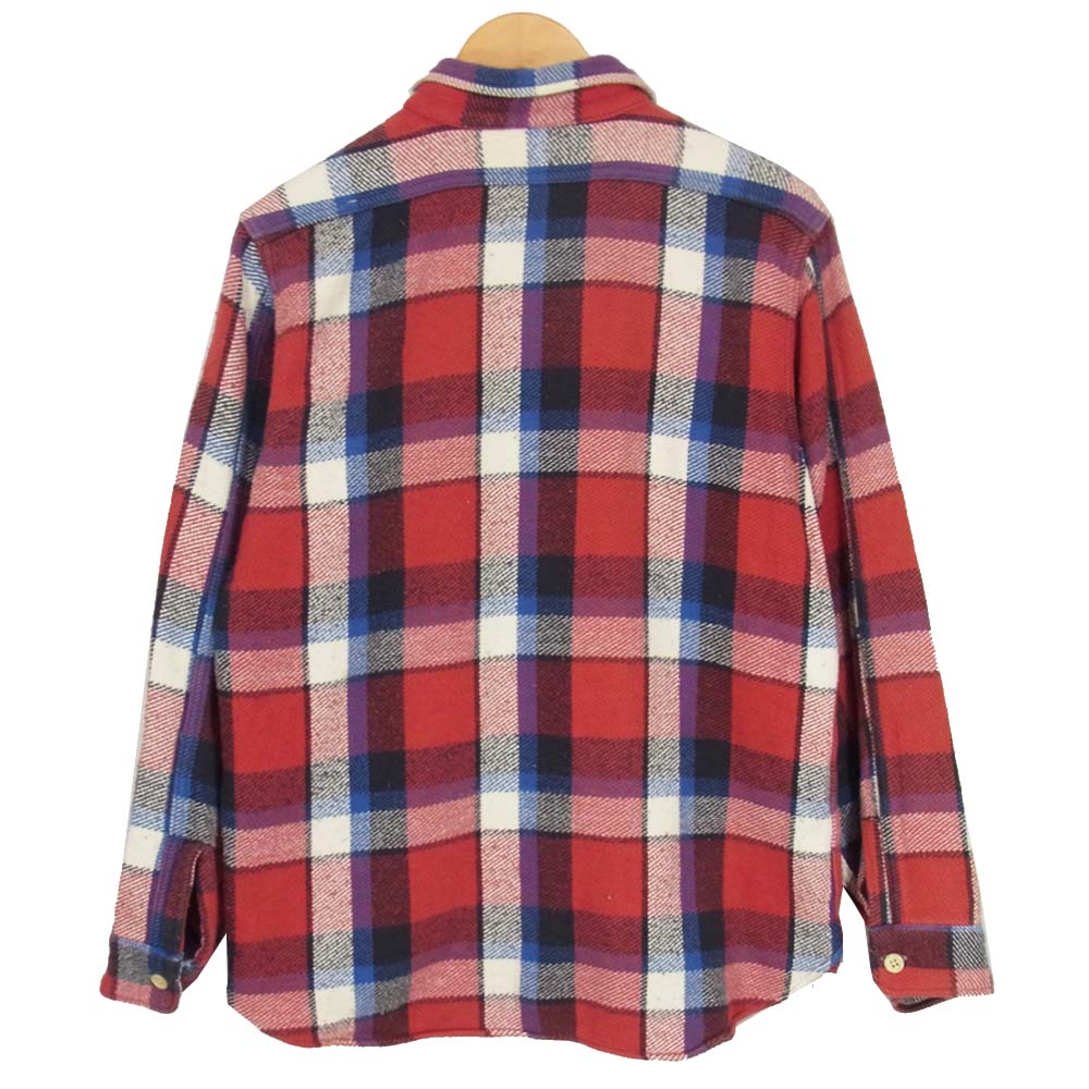 ダブルワークス フランネル チェック 長袖シャツ レッド系 40【中古】