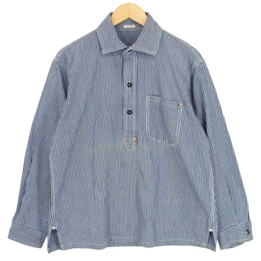 SUGAR CANE シュガーケーン ヒッコリー ストライプ プルオーバー 長袖シャツ ネイビー系 サイズ表記無【中古】