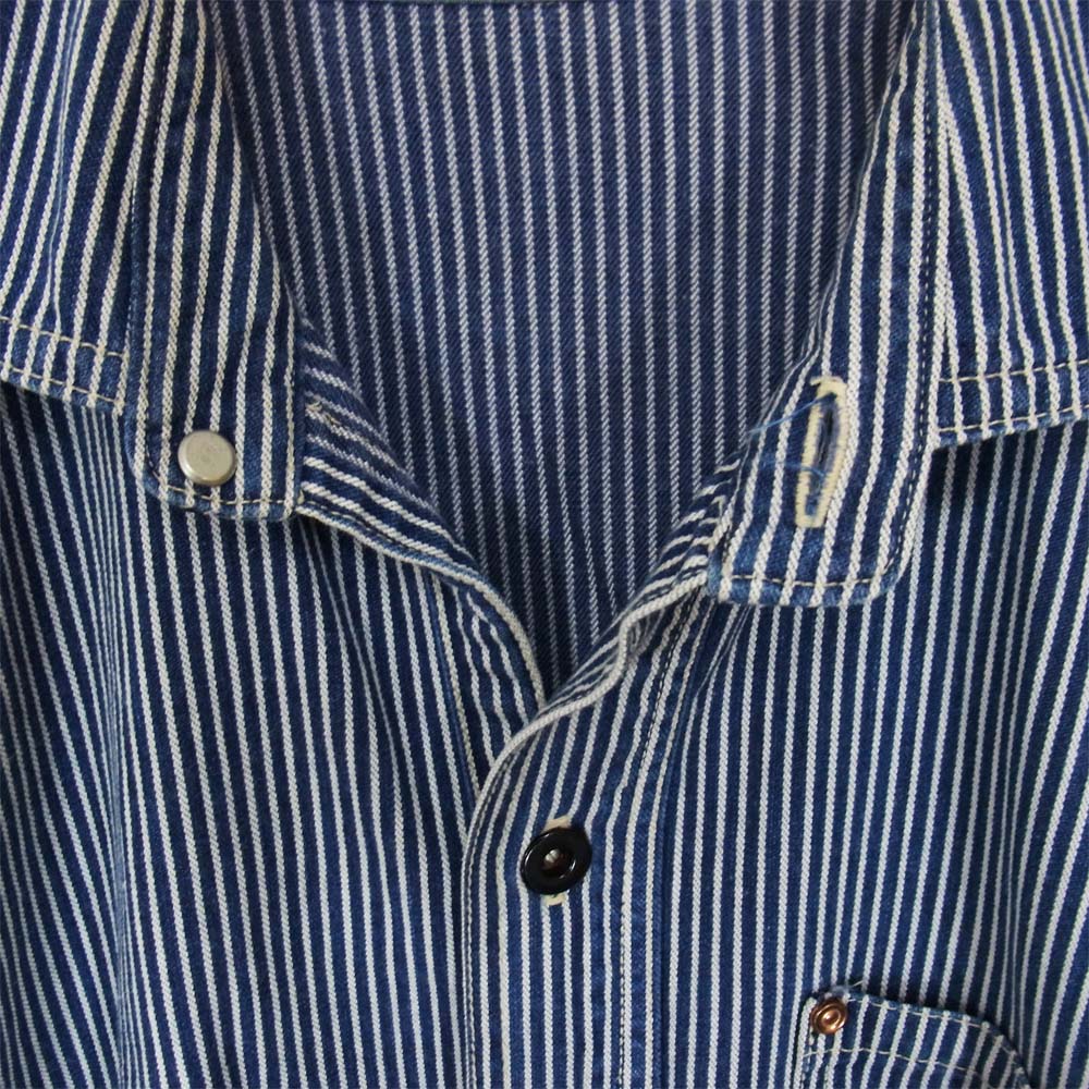 SUGAR CANE シュガーケーン ヒッコリー ストライプ プルオーバー 長袖シャツ ネイビー系 サイズ表記無【中古】