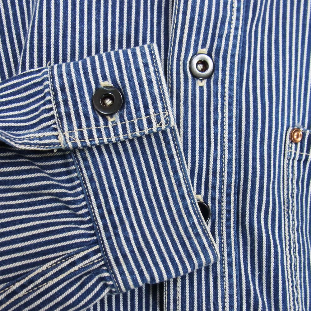 SUGAR CANE シュガーケーン ヒッコリー ストライプ プルオーバー 長袖シャツ ネイビー系 サイズ表記無【中古】