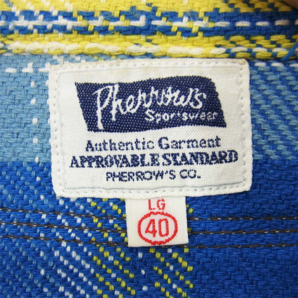Pherrow's フェローズ フランネル チェック 長袖シャツ ブルー系 40【中古】