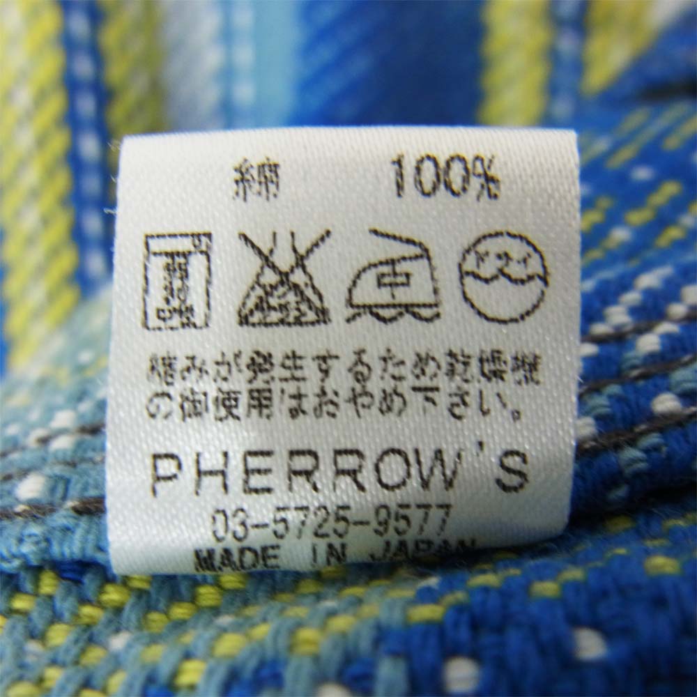 Pherrow's フェローズ フランネル チェック 長袖シャツ ブルー系 40【中古】