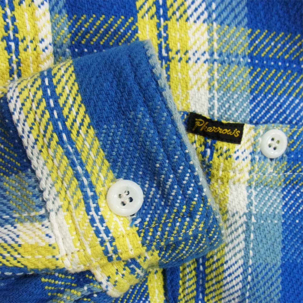 Pherrow's フェローズ フランネル チェック 長袖シャツ ブルー系 40【中古】