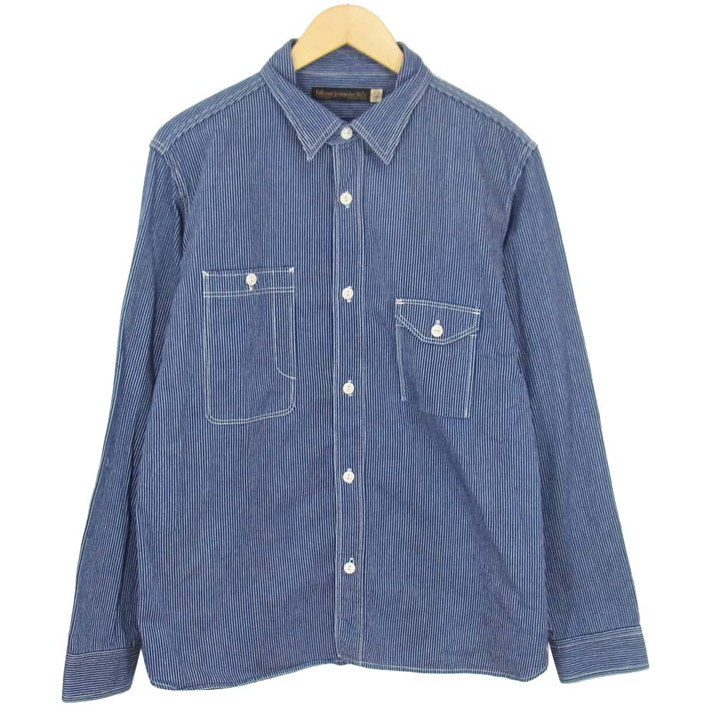 FULLCOUNT フルカウント ストライプ ワーク 長袖シャツ インディゴブルー系 42【中古】