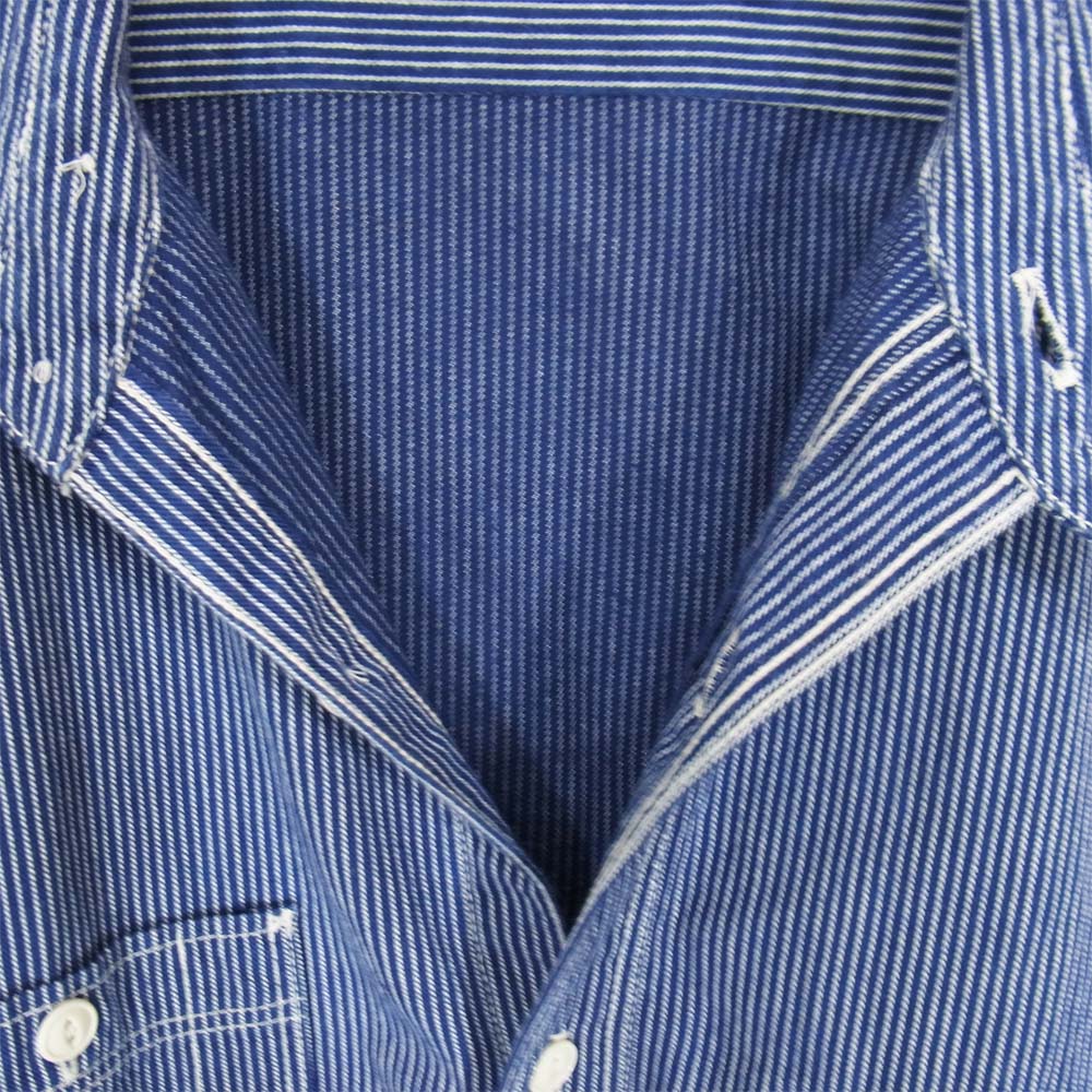 FULLCOUNT フルカウント ストライプ ワーク 長袖シャツ インディゴブルー系 42【中古】