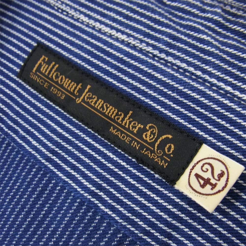 FULLCOUNT フルカウント ストライプ ワーク 長袖シャツ インディゴブルー系 42【中古】