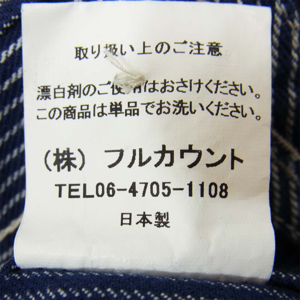 FULLCOUNT フルカウント ストライプ ワーク 長袖シャツ インディゴブルー系 42【中古】