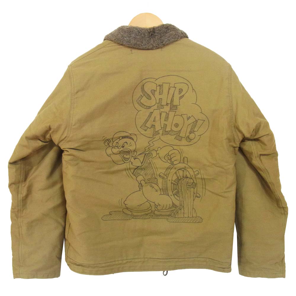 Buzz Rickson's バズリクソンズ BR12287 POPEYE ポパイ ペイント N-1 デッキジャケット カーキベージュ系 L【中古】