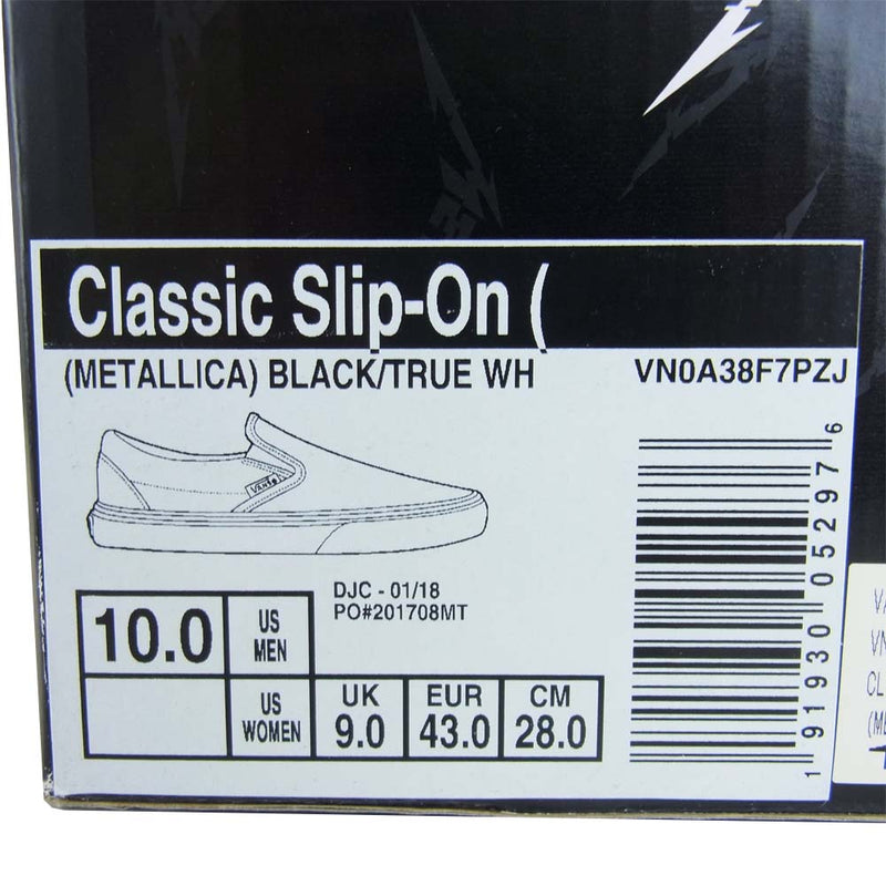 VANS バンズ VN0A38F7PZJ METALLICA Classic Slip-on クラシック スリッポン ブラック系 28【新古品】【未使用】【中古】