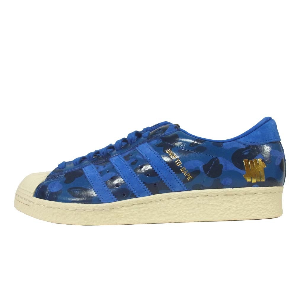 adidas アディダス 15AW S74775 UNDEFEATED APE SUPERSTR 80V BAPE スーパースター エイプ スニーカー ブルー系 28cm【極上美品】【中古】