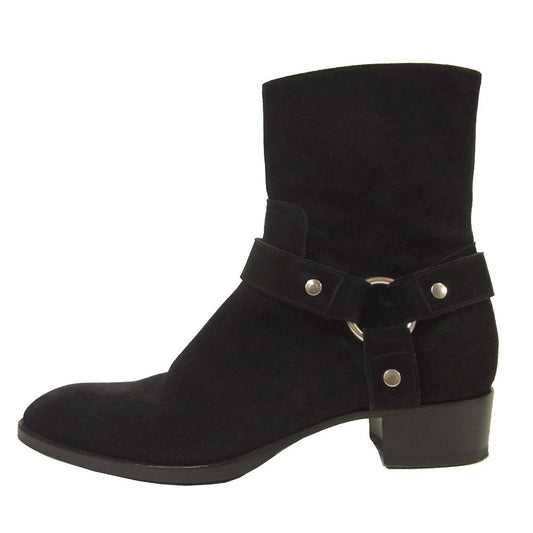 SAINT LAURENT サンローラン 13AW DU 330781 Suede Ring Boots ハーネス リング ブーツ スエード ブラック系 42【中古】