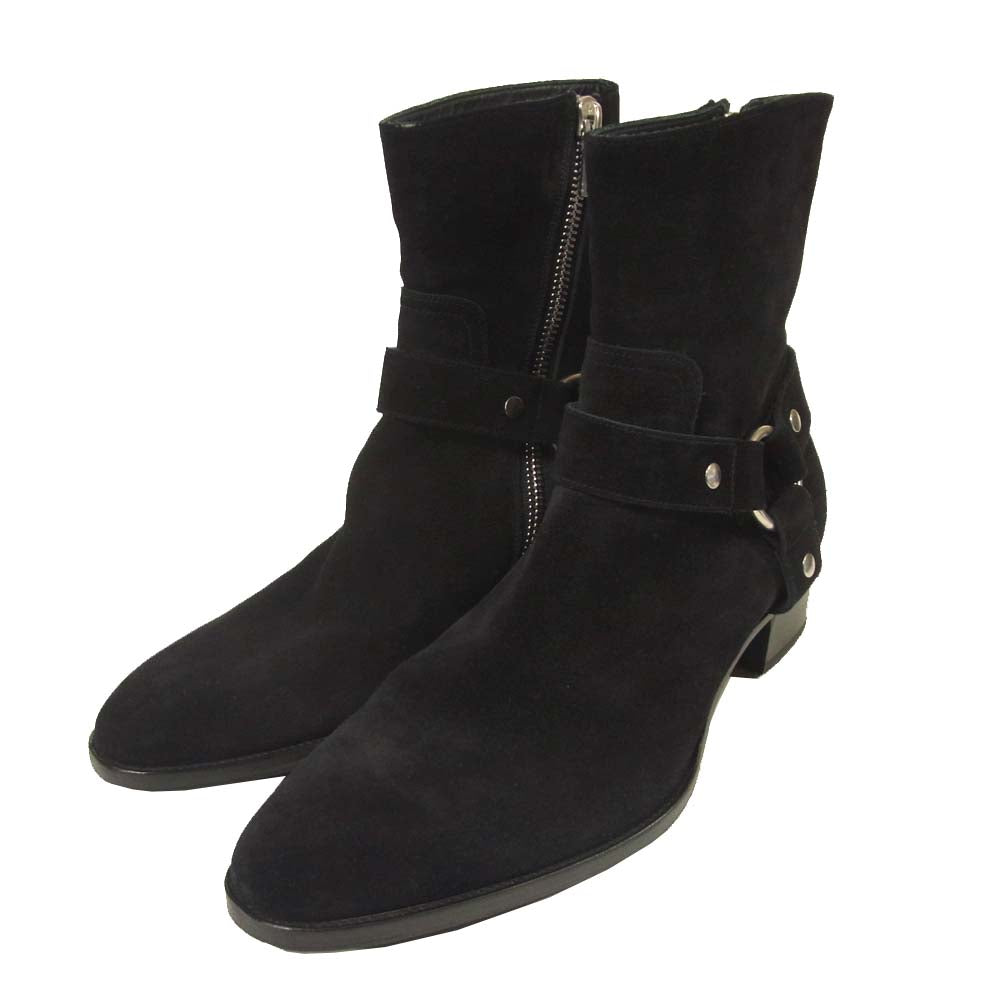 SAINT LAURENT サンローラン 13AW DU 330781 Suede Ring Boots ハーネス リング ブーツ スエード ブラック系 42【中古】