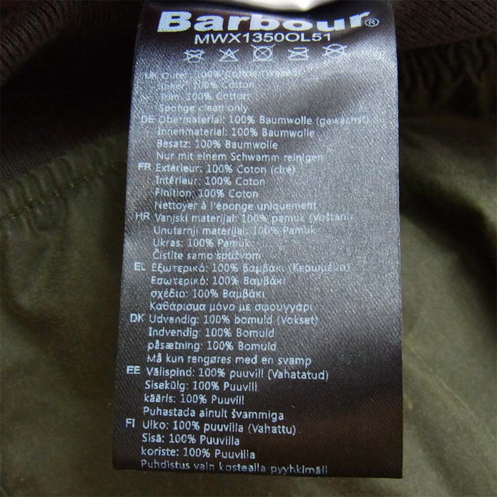 Barbour バブアー 18SS MWX1350OL51 Lightweight Royston 4oz Wax Jacket Olive ライトウェイト ワックス ジャケット オリーブ カーキ系 M【中古】