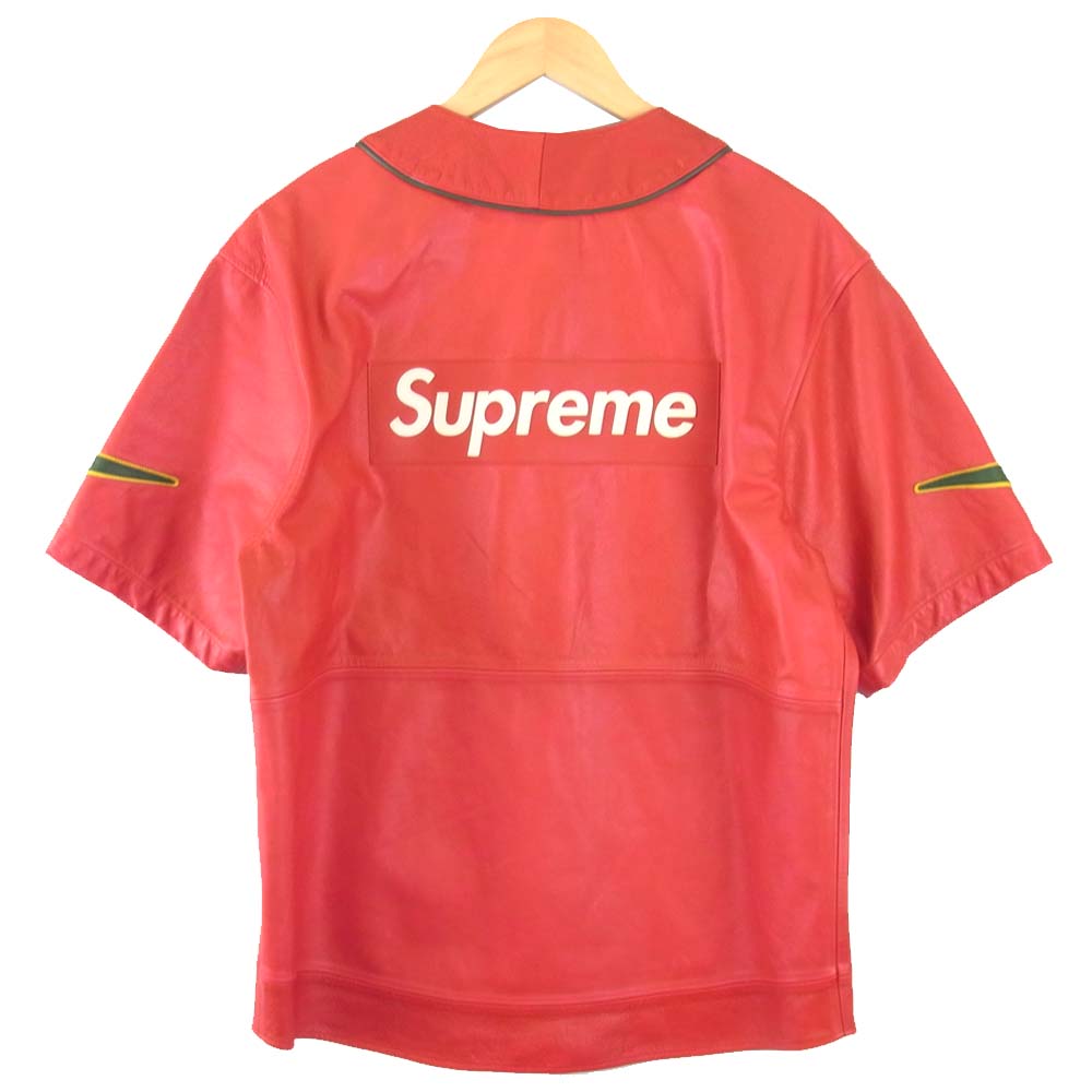 Supreme シュプリーム 19AW CK6221-687 ナイキ NIKE Leather Baseball Jersey レザー ベースボール シャツ レッド系 S【中古】