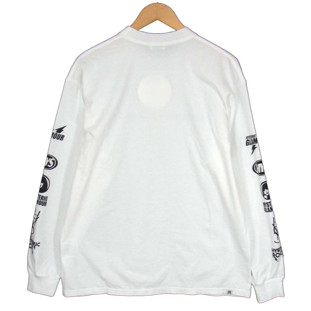 HYSTERIC GLAMOUR ヒステリックグラマー 02203cl12400 長袖 ロゴ プリント Tシャツ ホワイト系 L【新古品】【未使用】【中古】