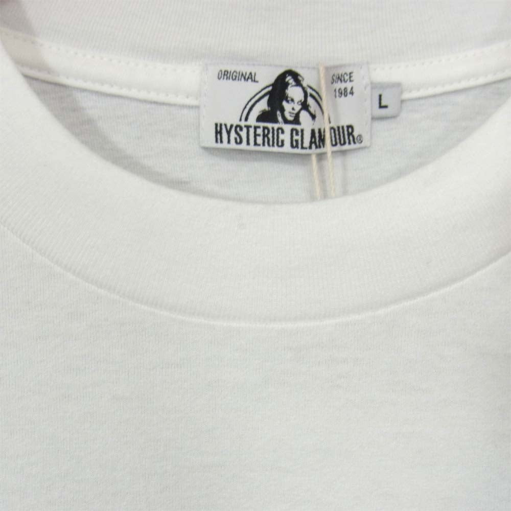 HYSTERIC GLAMOUR ヒステリックグラマー 02203cl12400 長袖 ロゴ プリント Tシャツ ホワイト系 L【新古品】【未使用】【中古】