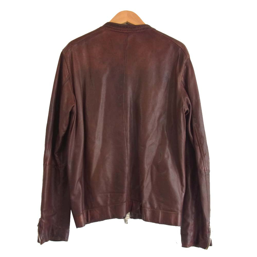 GIORGIO BRATO ジョルジオブラット ラムレザー シングル ライダース ジャケット ブラウン系 46【中古】