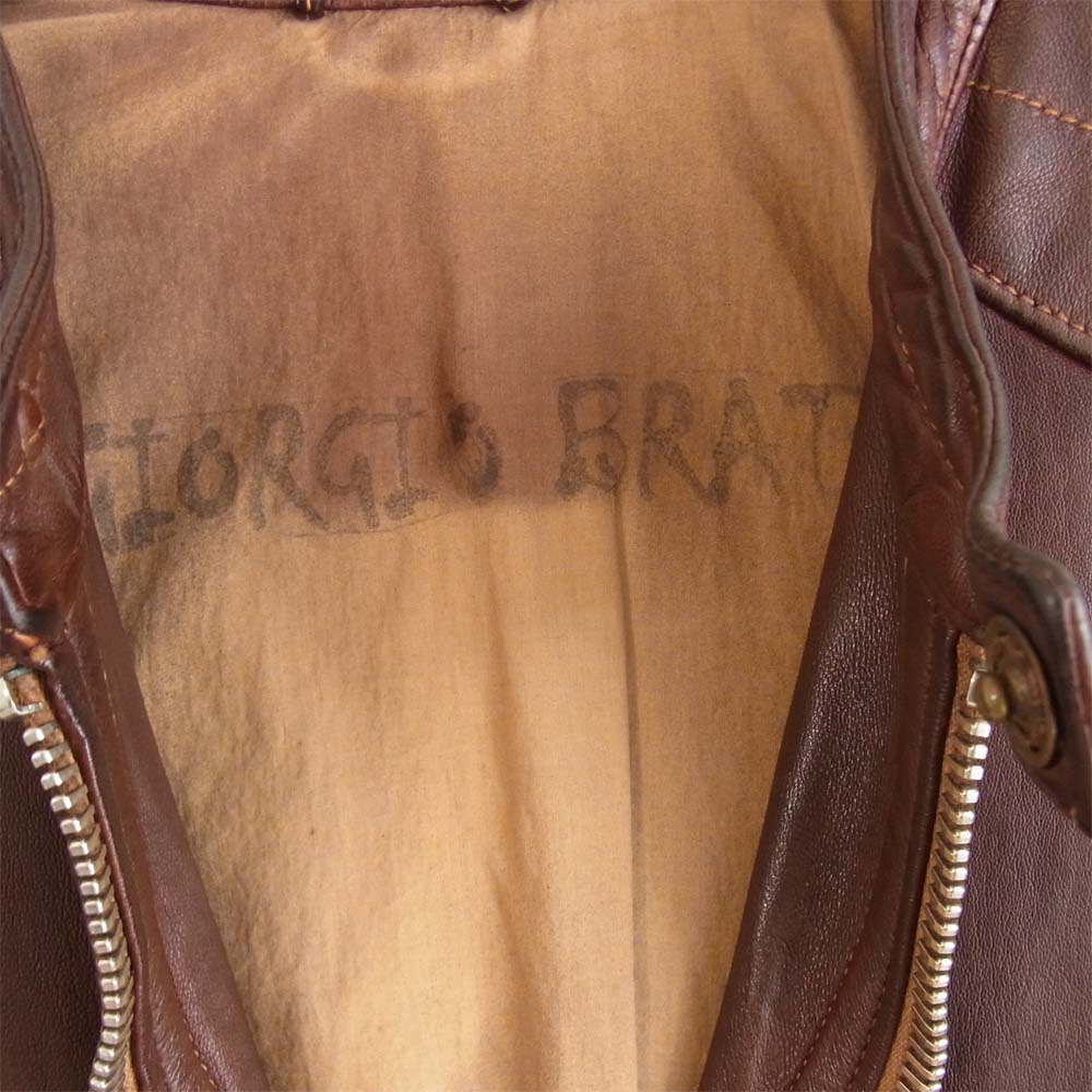 GIORGIO BRATO ジョルジオブラット ラムレザー シングル ライダース ジャケット ブラウン系 46【中古】