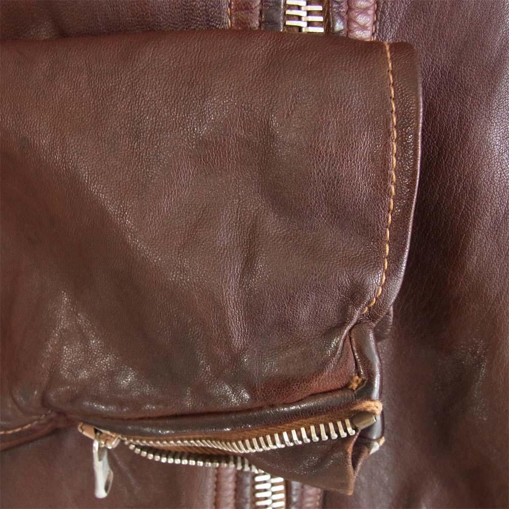 GIORGIO BRATO ジョルジオブラット ラムレザー シングル ライダース ジャケット ブラウン系 46【中古】