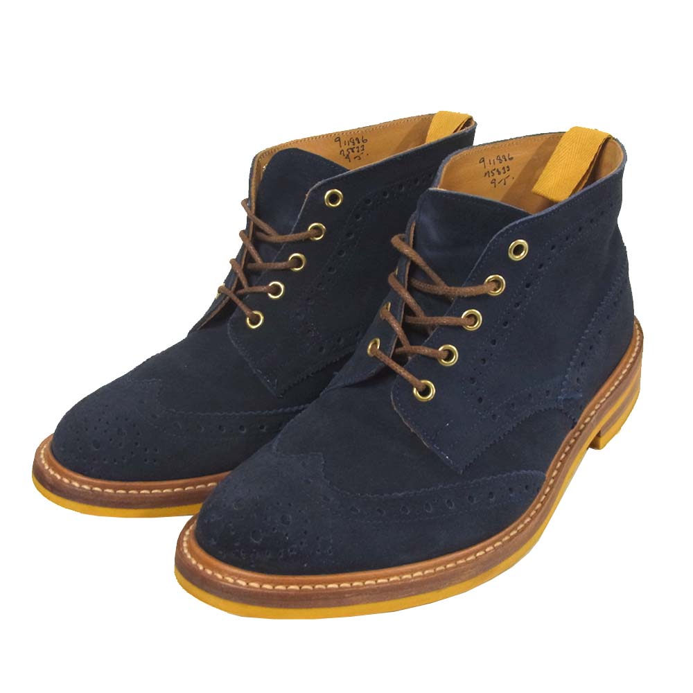 Tricker's トリッカーズ 911886 スエード カントリー ブーツ ネイビー系 9【美品】【中古】