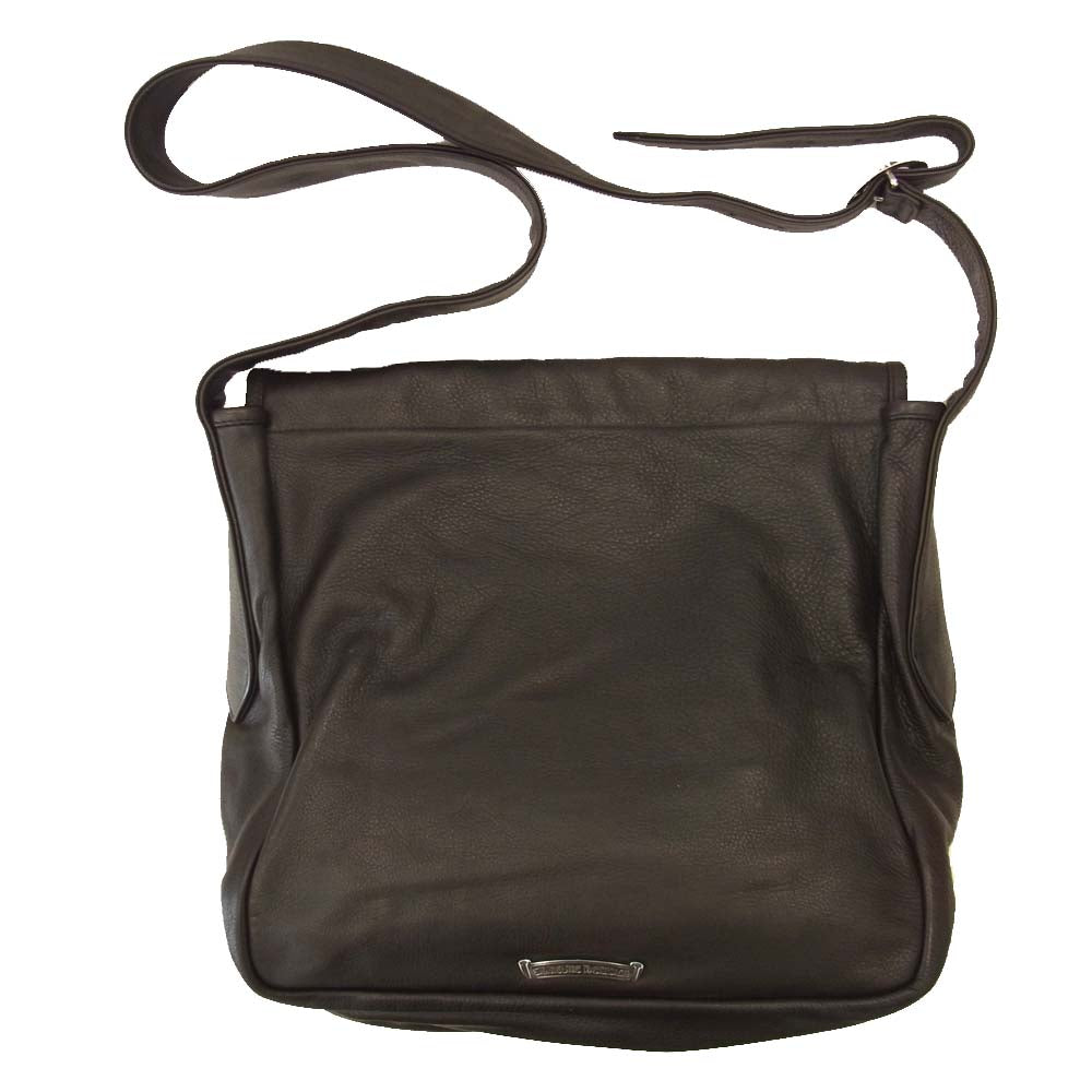 CHROME HEARTS クロムハーツ（原本有） MAIL BAG LG CRS メールバッグ ラージCHクロス レザー ショルダー バッグ ダークブラウン系【中古】