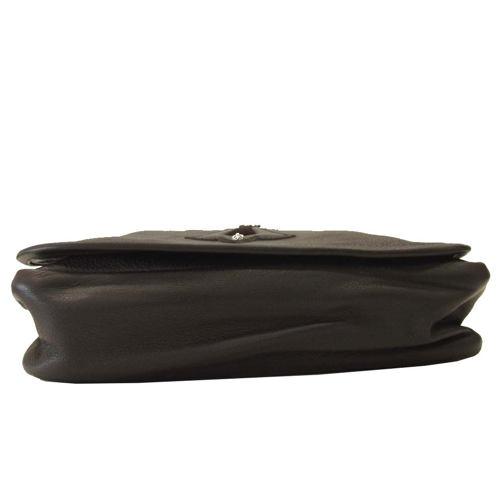 CHROME HEARTS クロムハーツ（原本有） MAIL BAG LG CRS メールバッグ ラージCHクロス レザー ショルダー バッグ ダークブラウン系【中古】